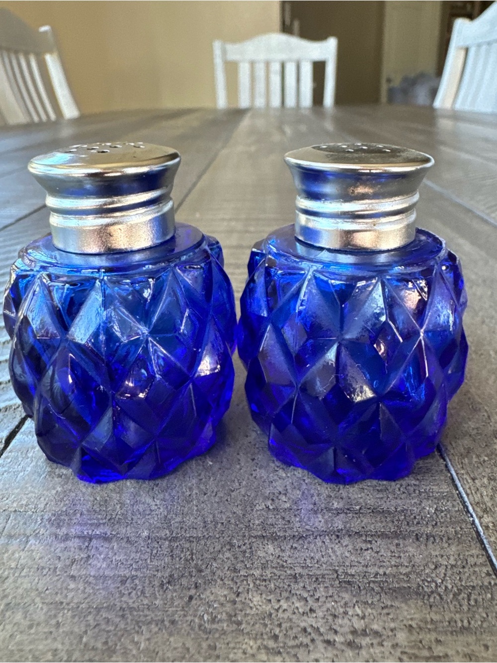 Cobalt Blue Glass Salt & Pepper Shaker Set - Picture 1 of 8